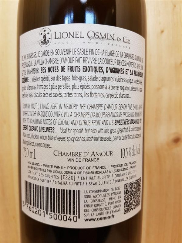 Vin de France "Villa Chambre d'Amour" 2019 Lionel Osmin 75 cl (Blanc